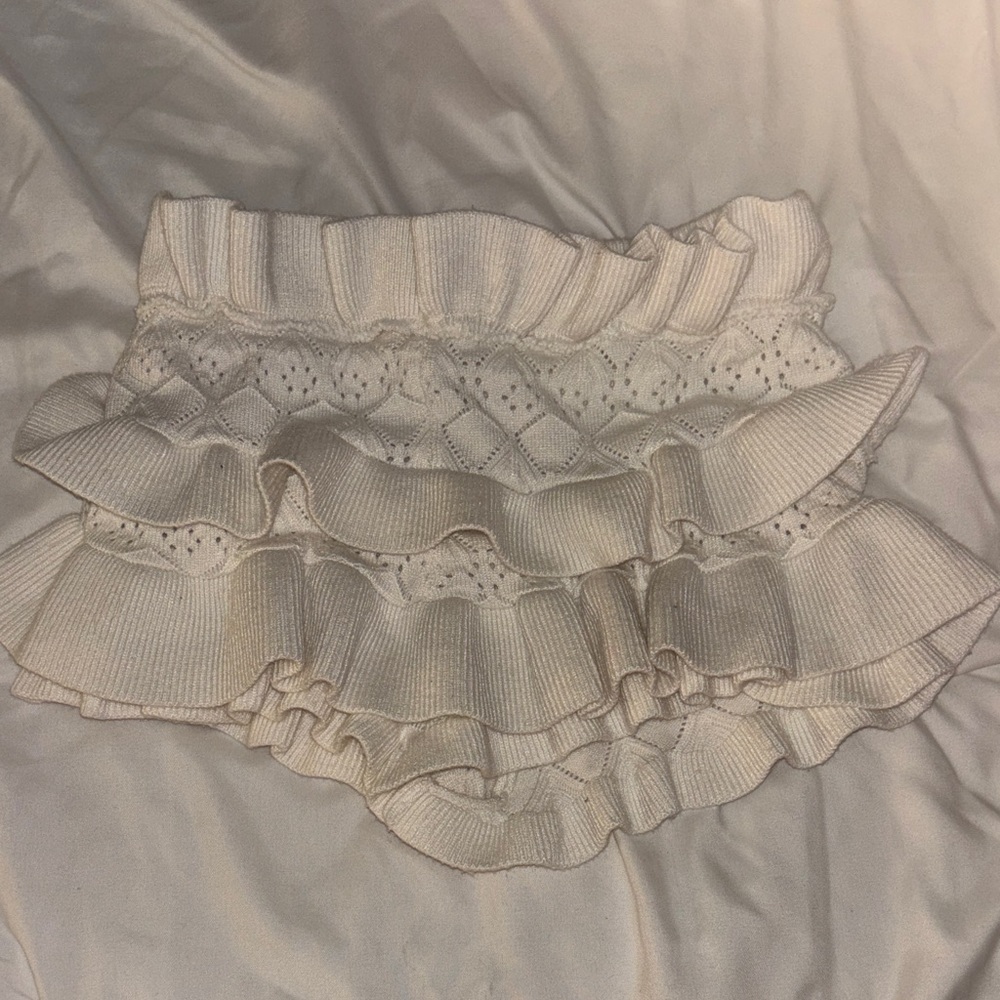 White Edikted Ruffle Shorts